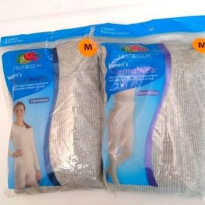 Fruit of the Loom Women's Thermalwear Top & Bottom Set, Grey, M, NIP